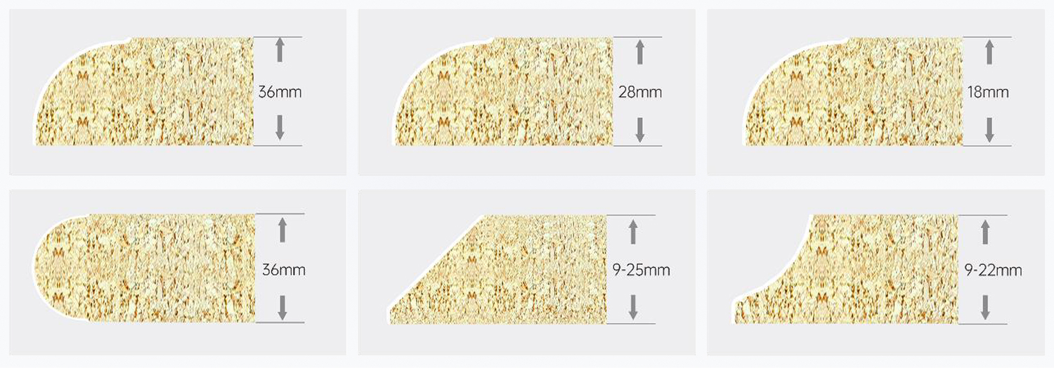 Possible processing profiles on the KDT KE-396JCG machine