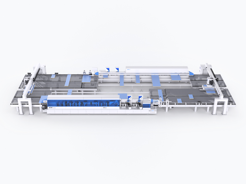 Automated edgebanding section based on two through-feed machines