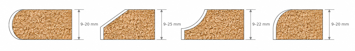Edge profile options for the KE-396JC machine